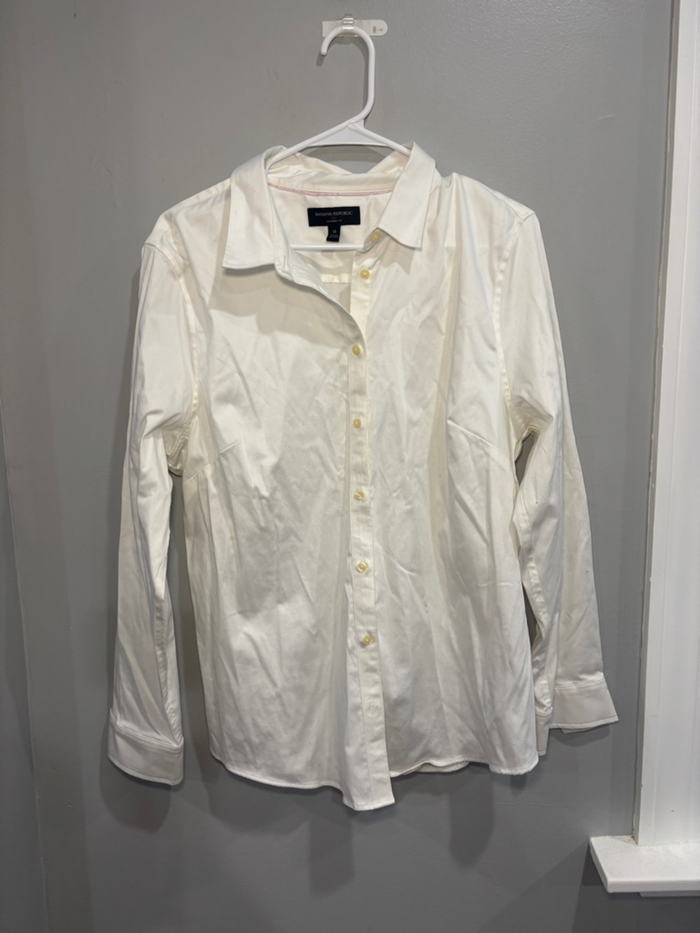 Banana Republic Long Sleeve White Tailored Fit Button Down Shirt Women’s 18